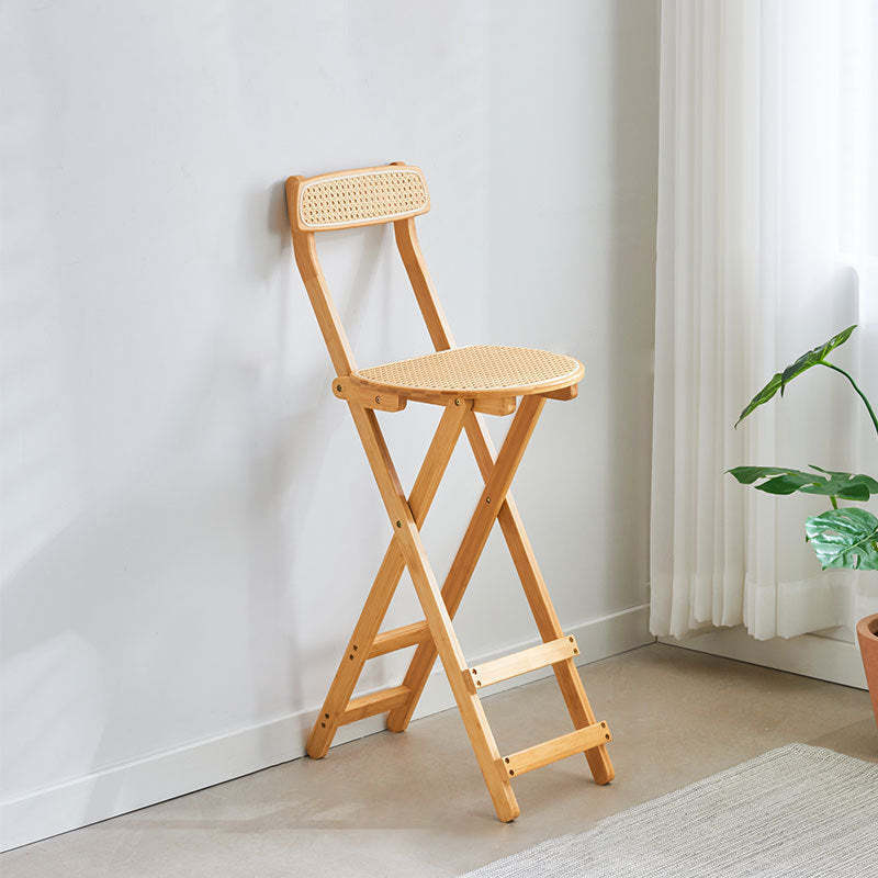 Japanese Resin Bamboo Foldable Bar Stool — Wood