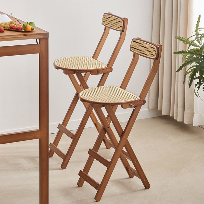 Japanese Resin Bamboo Foldable Bar Stool — Walnut