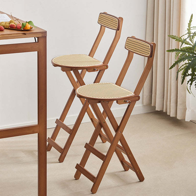 Japanese Resin Bamboo Foldable Bar Stool — Walnut