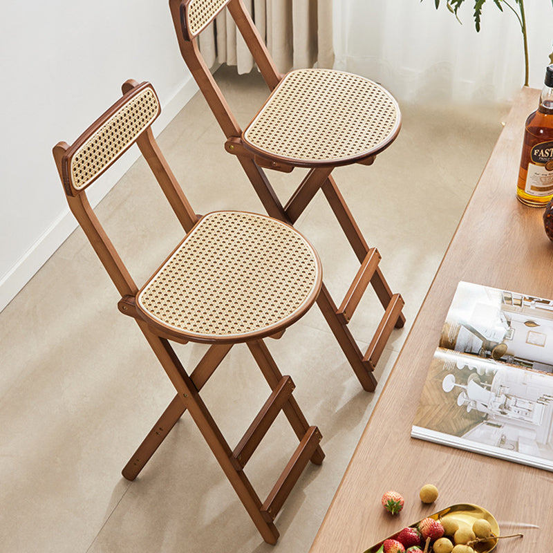 Japanese Resin Bamboo Foldable Bar Stool — Wood
