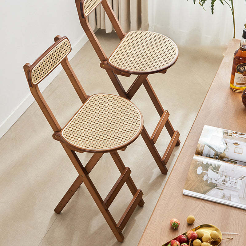 Japanese Resin Bamboo Foldable Bar Stool — Wood