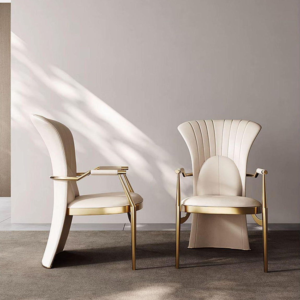 Modern Leather Steel Dovetail Dining Chair