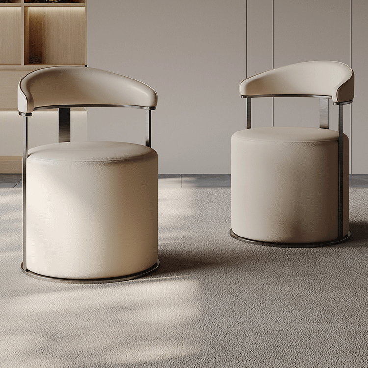 Modern Leather Steel Round Vanity Stool