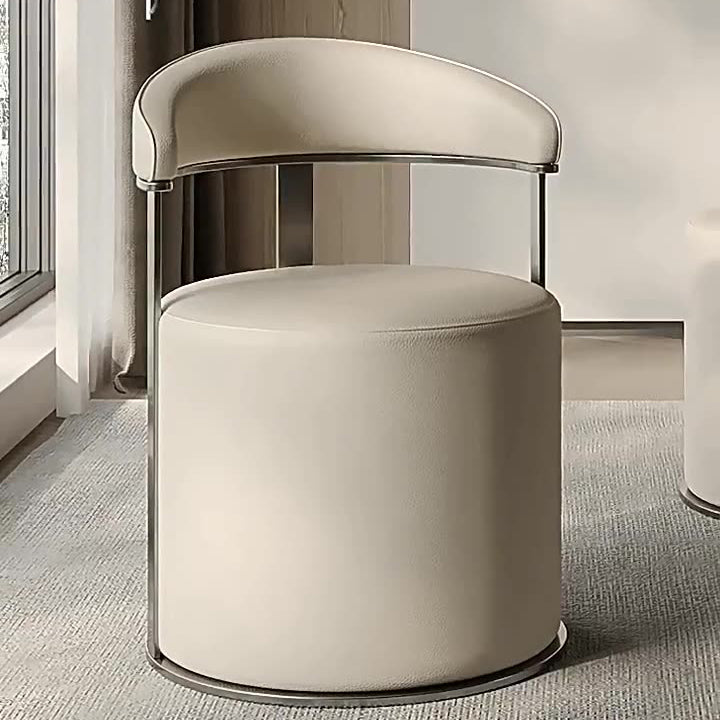 Modern Leather Steel Round Vanity Stool