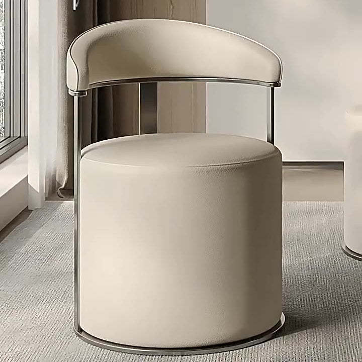 Modern Leather Steel Round Vanity Stool