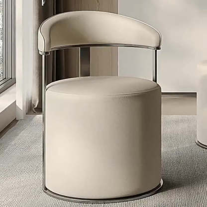 Modern Leather Steel Round Vanity Stool