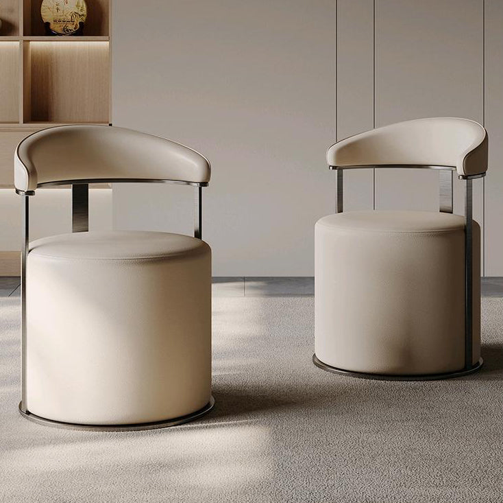 Modern Leather Steel Round Vanity Stool