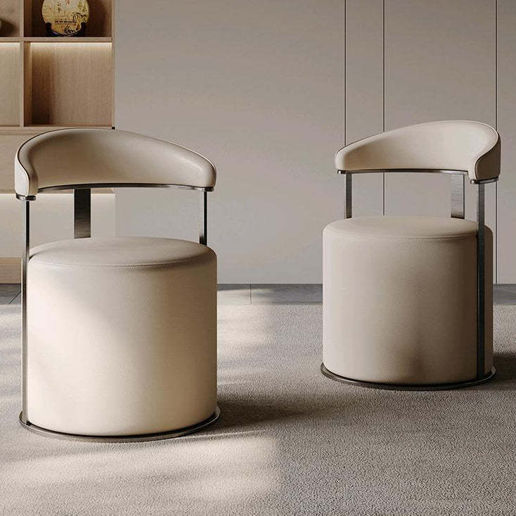 Modern Leather Steel Round Vanity Stool