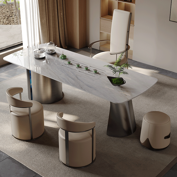 Modern Leather Steel Round Vanity Stool