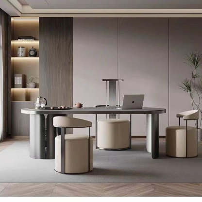 Modern Leather Steel Round Vanity Stool