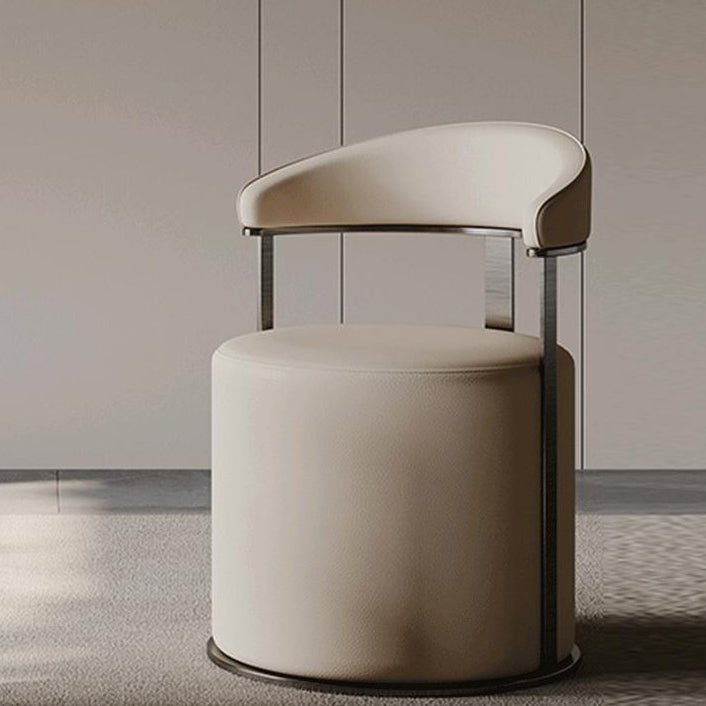 Modern Leather Steel Round Vanity Stool
