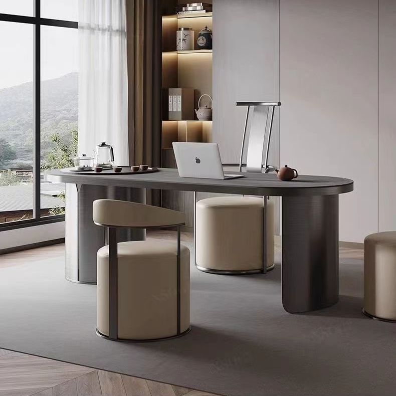 Modern Leather Steel Round Vanity Stool