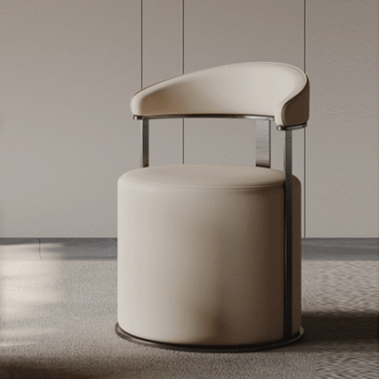 Modern Leather Steel Round Vanity Stool