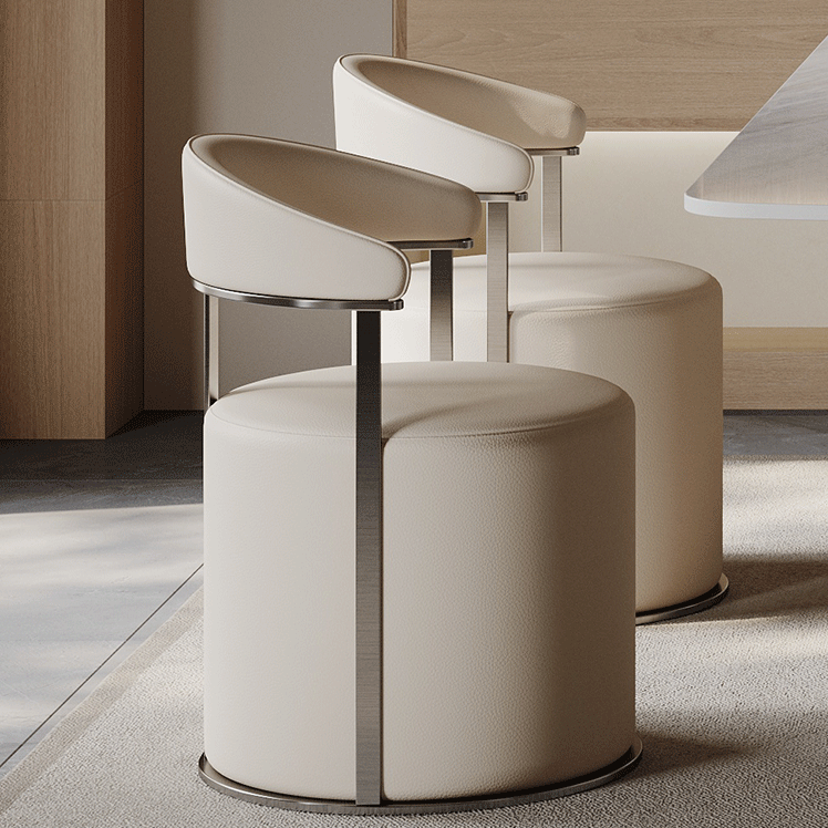 Modern Leather Steel Round Vanity Stool