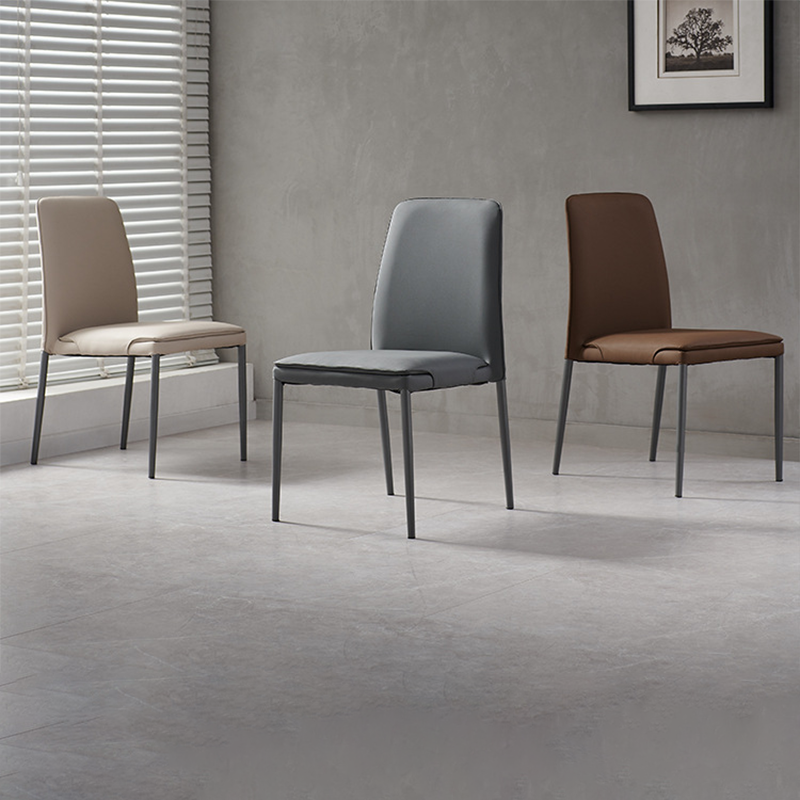 Minimalist Stackable Leather Steel Dining Chair