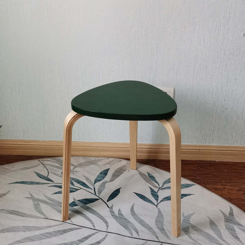 Scandinavian Wood Triangle Stackable Low Stool