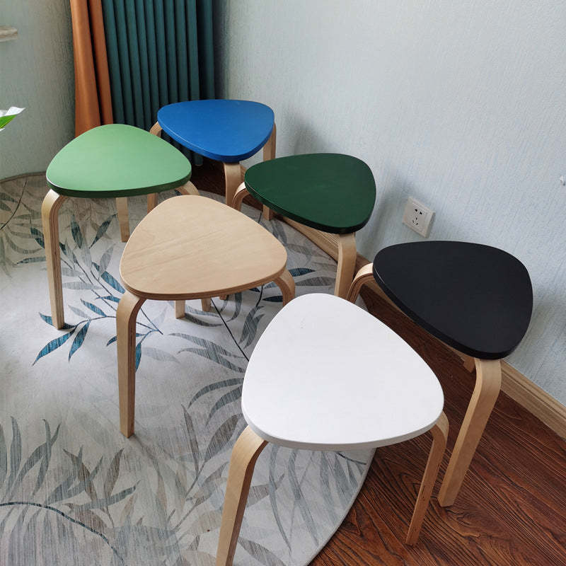 Scandinavian Wood Triangle Stackable Low Stool — All Blue
