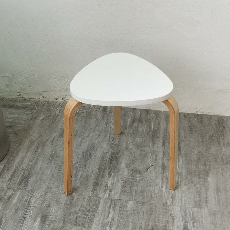 Scandinavian Wood Triangle Stackable Low Stool — Light Green + Wood Color Leg