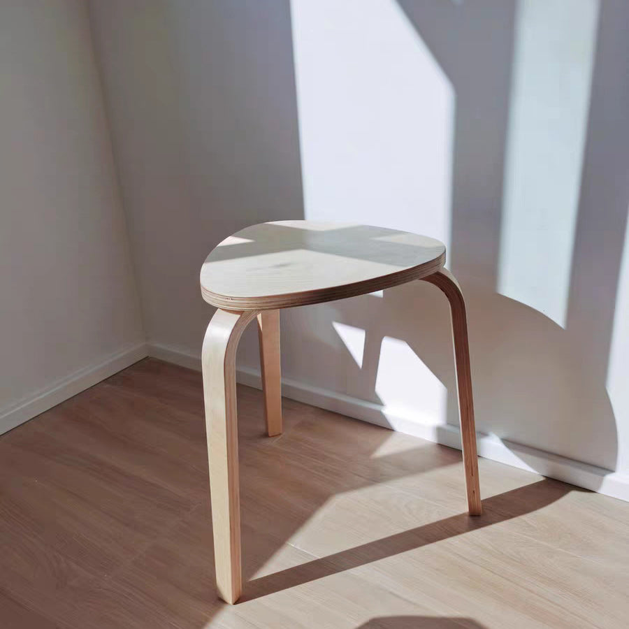 Scandinavian Wood Triangle Stackable Low Stool — All Light Green