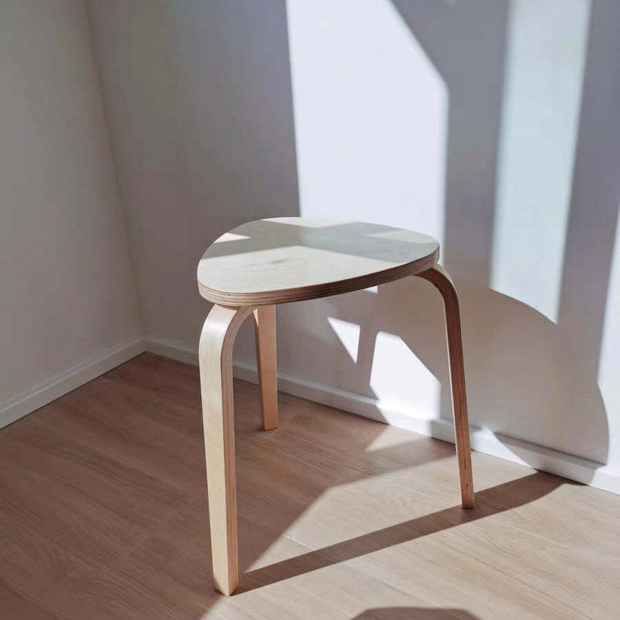 Scandinavian Wood Triangle Stackable Low Stool — All Light Green