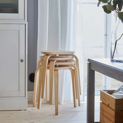 Scandinavian Wood Triangle Stackable Low Stool — Wood Color