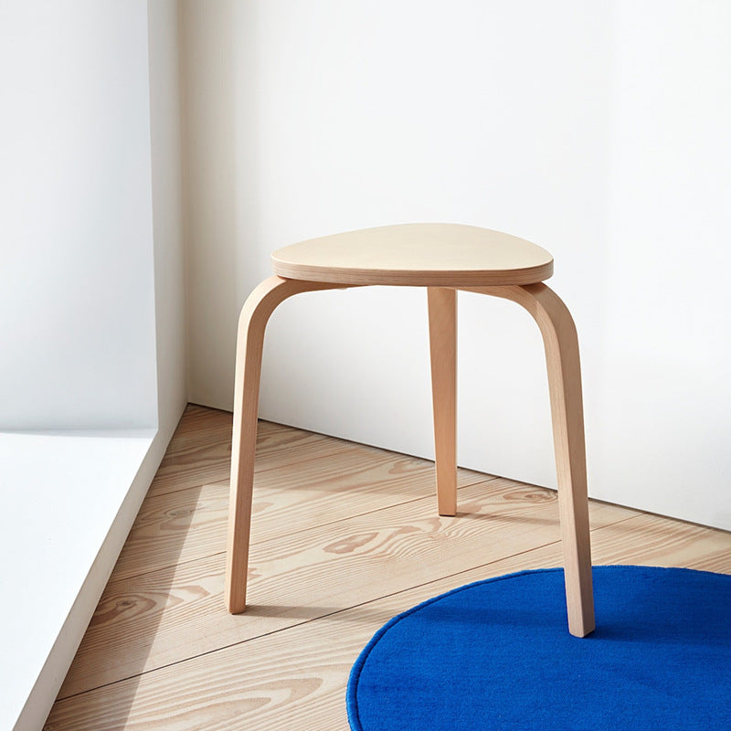 Scandinavian Wood Triangle Stackable Low Stool — All Walnut Color