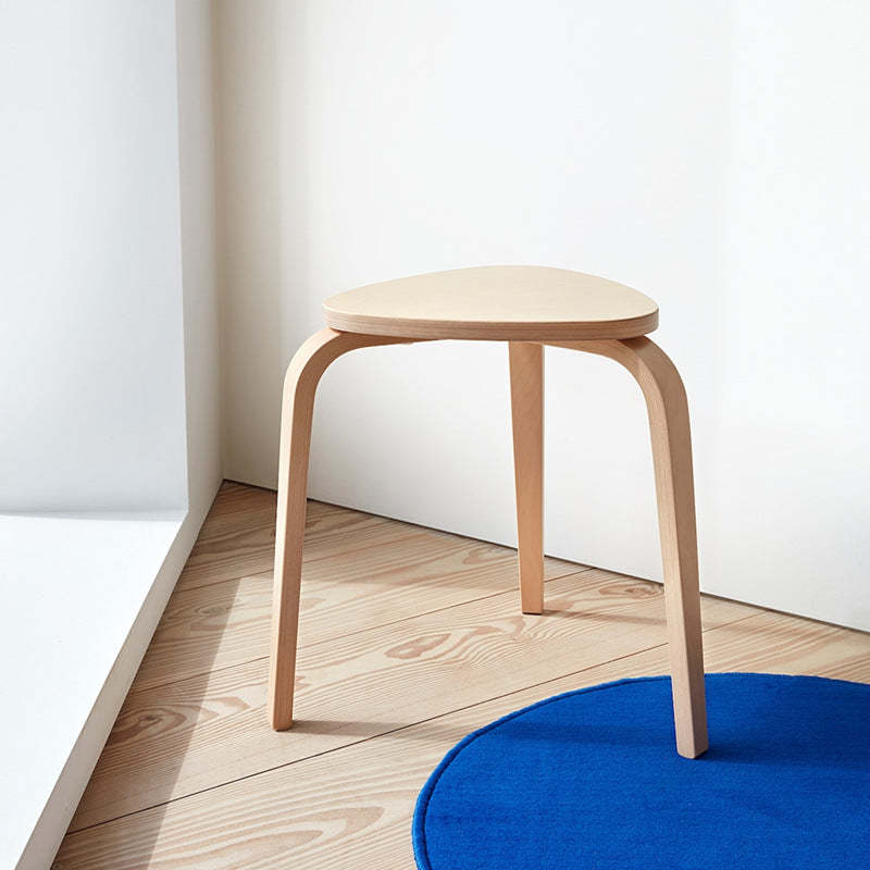 Scandinavian Wood Triangle Stackable Low Stool — All Walnut Color