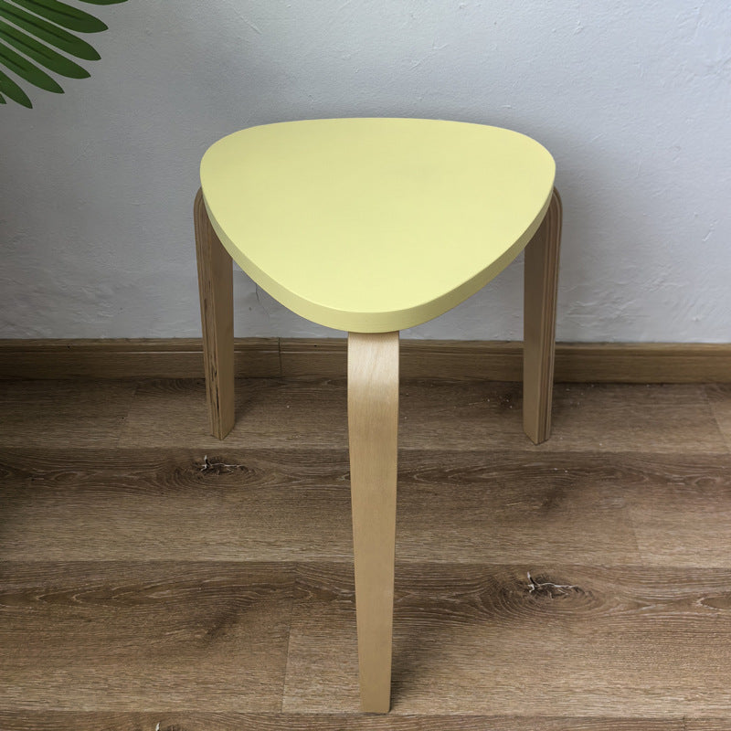 Scandinavian Wood Triangle Stackable Low Stool — All Yellow