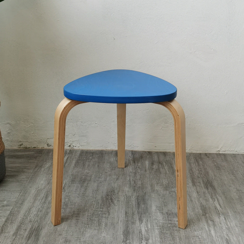 Scandinavian Wood Triangle Stackable Low Stool