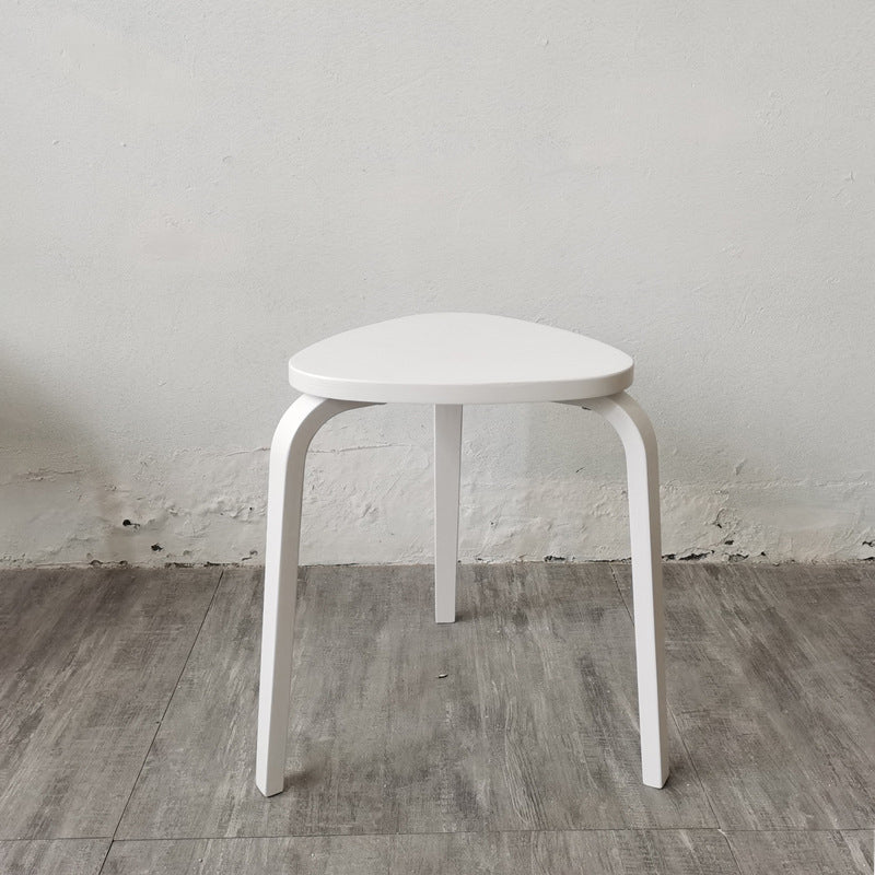 Scandinavian Wood Triangle Stackable Low Stool — All Red