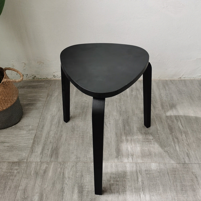 Scandinavian Wood Triangle Stackable Low Stool — All White