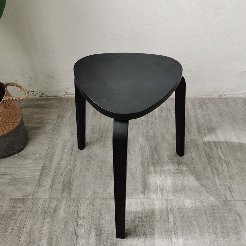 Scandinavian Wood Triangle Stackable Low Stool — All White
