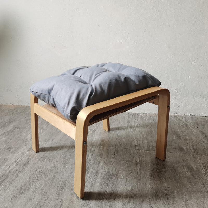 Scandinavian Fabric Wood Foldable Recliner — With Footrest / Yellow