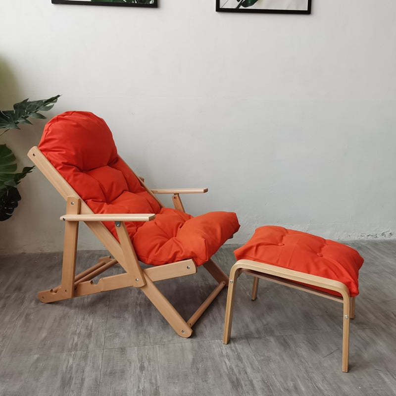 Scandinavian Fabric Wood Foldable Recliner — Without Footrest / Light Gray