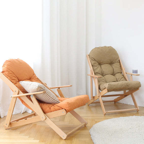 Scandinavian Fabric Wood Foldable Recliner — Without Footrest / Dark Gray