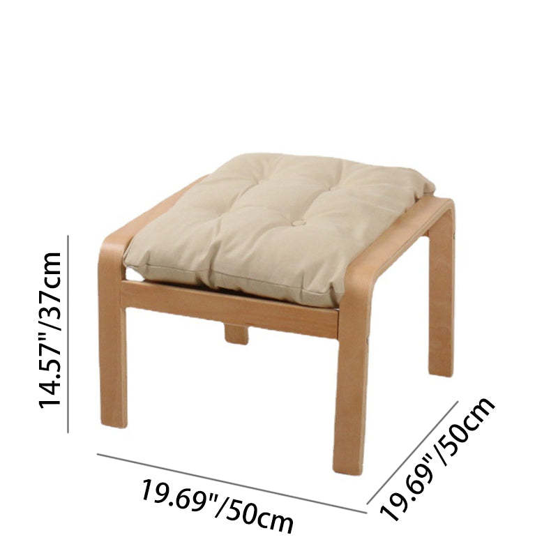 Scandinavian Fabric Wood Foldable Recliner — With Footrest / Light Gray