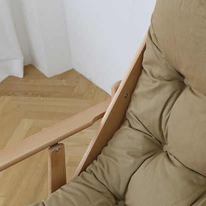 Scandinavian Fabric Wood Foldable Recliner — With Footrest / Camel Color