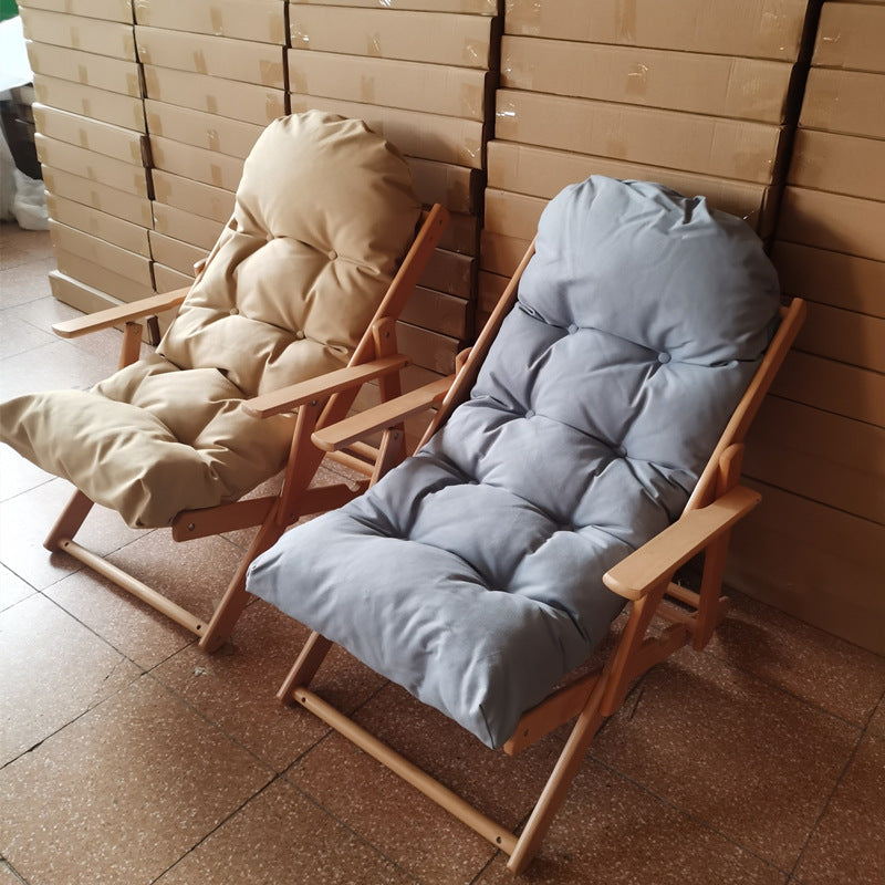 Scandinavian Fabric Wood Foldable Recliner — Without Footrest / Yellow