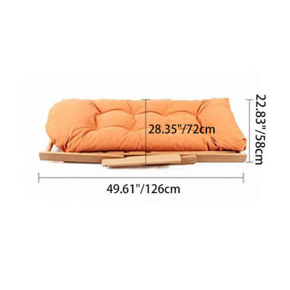 Scandinavian Fabric Wood Foldable Recliner — With Footrest / Orange
