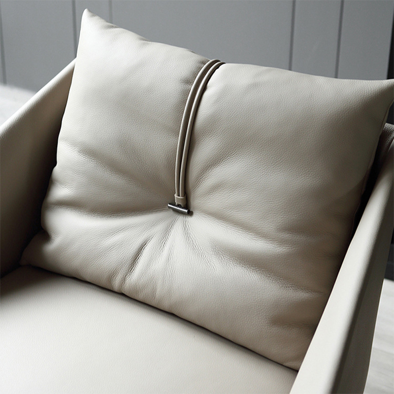 Nordic Leather Steel Cotton Swivel Accent Chair