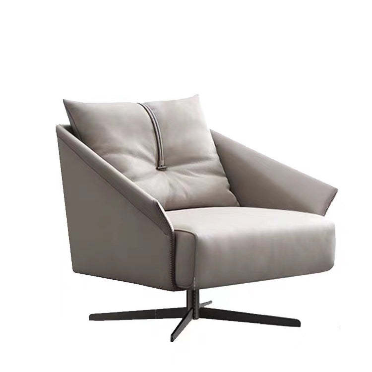 Nordic Leather Steel Cotton Swivel Accent Chair