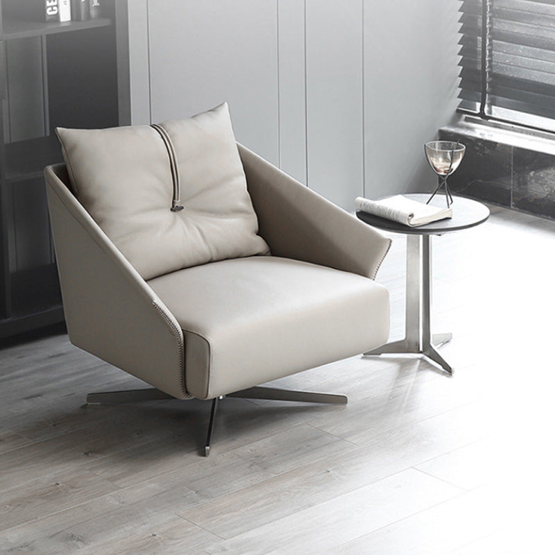 Nordic Leather Steel Cotton Swivel Accent Chair