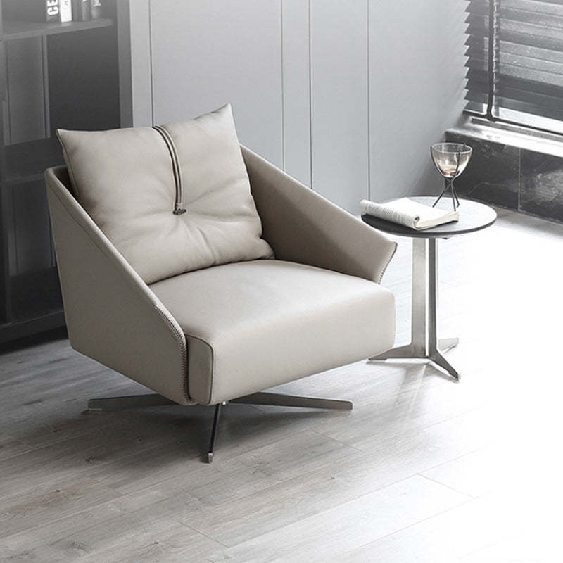 Nordic Leather Steel Cotton Swivel Accent Chair