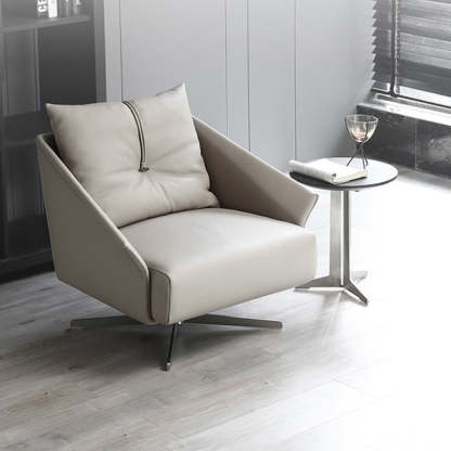 Nordic Leather Steel Cotton Swivel Accent Chair