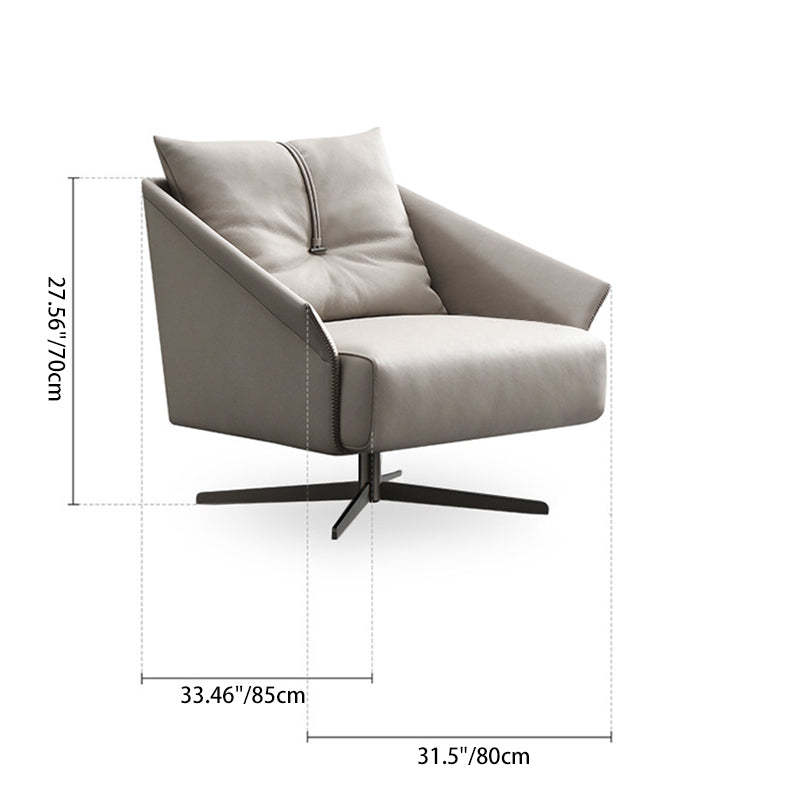 Nordic Leather Steel Cotton Swivel Accent Chair