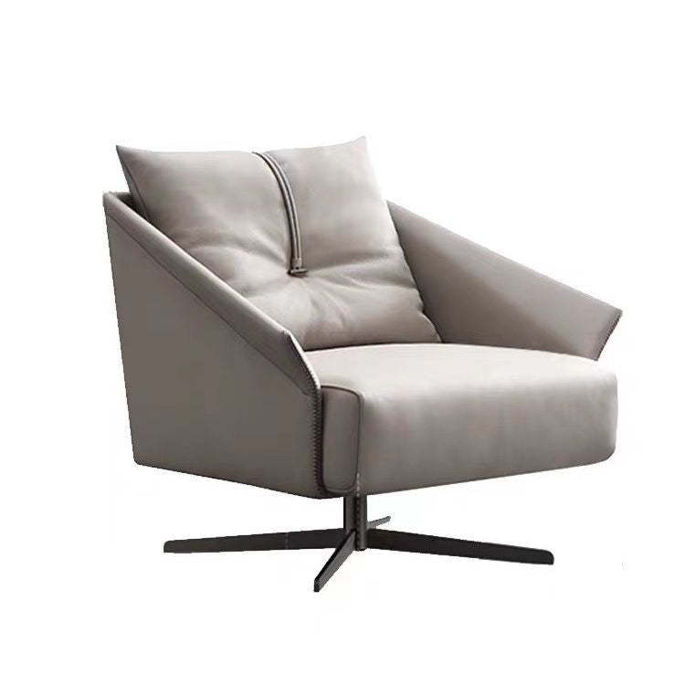 Nordic Leather Steel Cotton Swivel Accent Chair