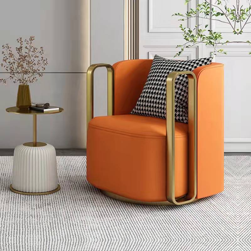 Microfiber leather office chairs for living room — Faux Leather / Orange