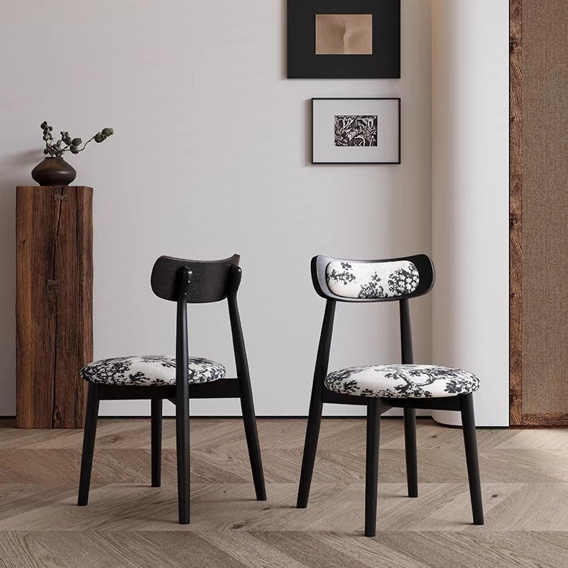 Scandinavian Fabric Wood Jungle Printed Dining Chair