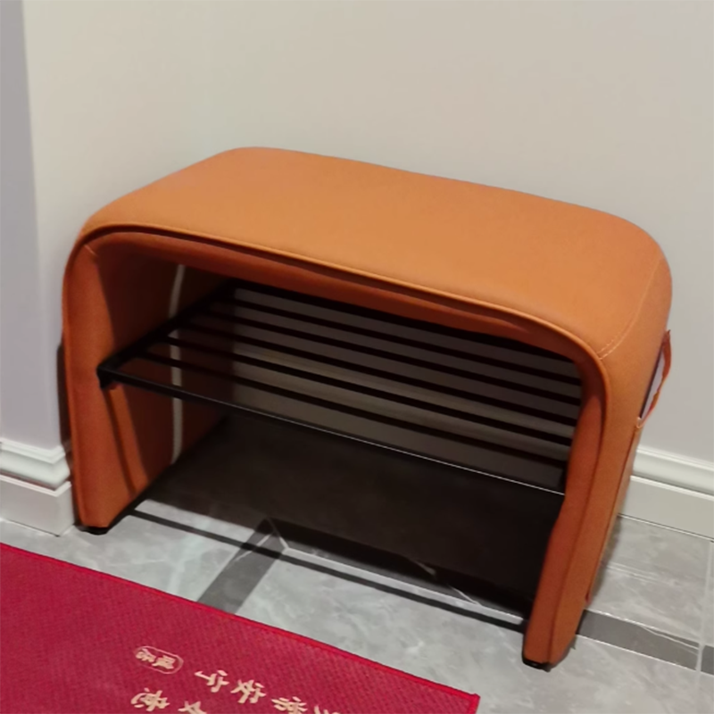 Modern Leather 2-Tier Rectangular Shoe Storage Bench