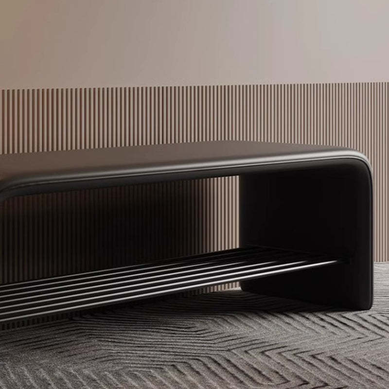 Modern Leather 2-Tier Rectangular Shoe Storage Bench — Milky Coffee Color
